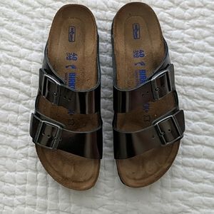 Arizona Birkenstocks metallic Anthracite